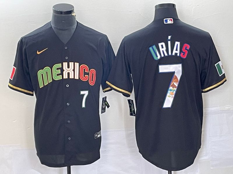 Men 2023 World Cub Mexico #7 Urias Black Nike MLB Jersey style 9188-0